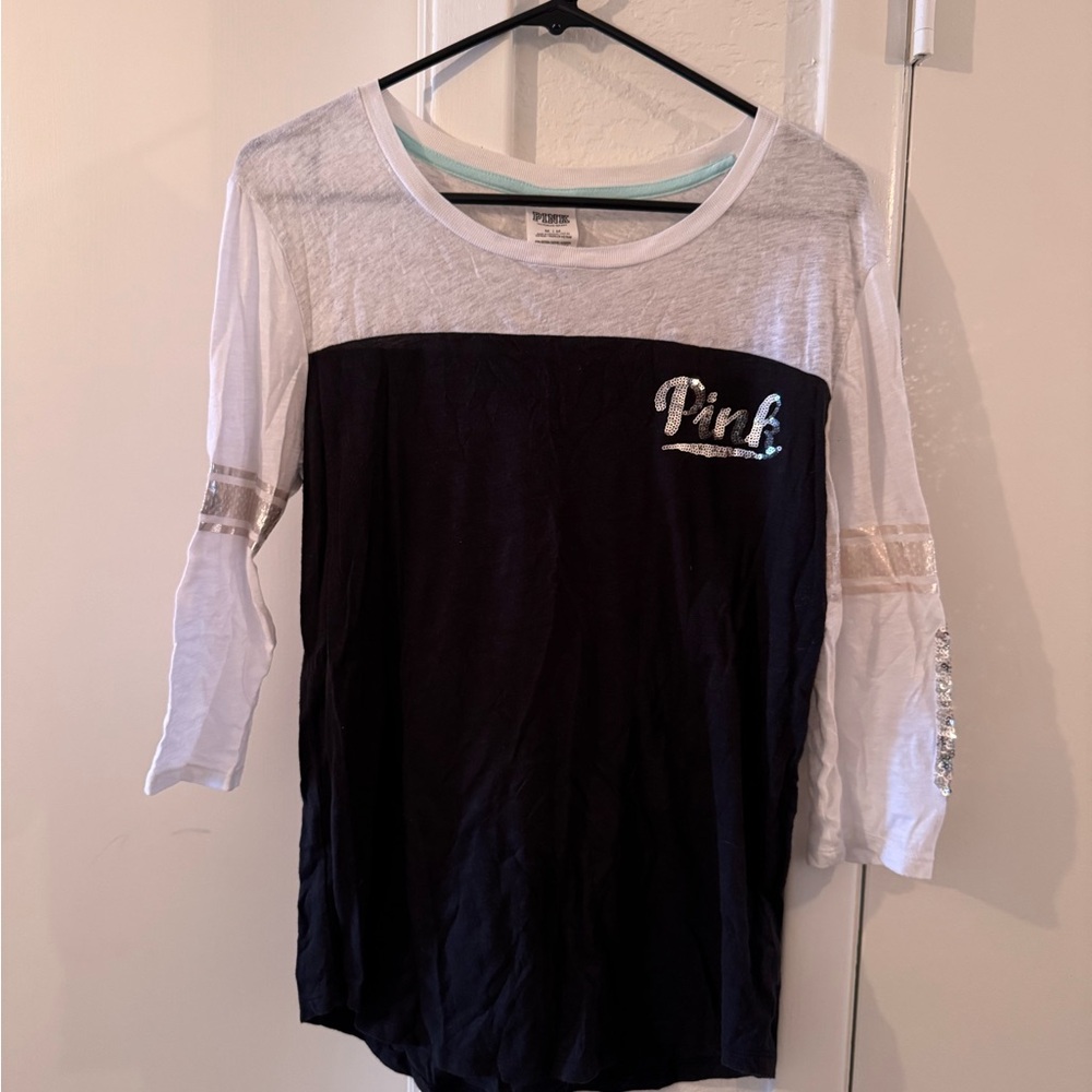 PINK Black and White Long Sleeve Shirt